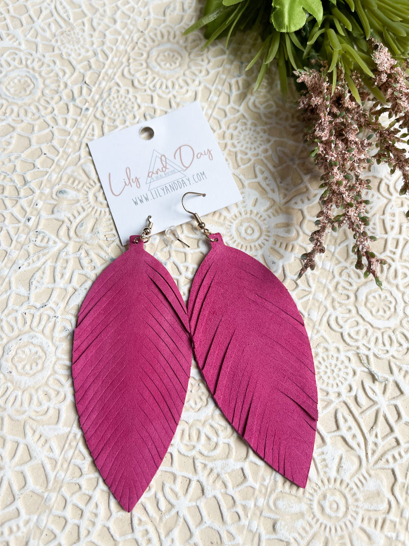 Blush Pink Chunky Glitter over Pearl Fringe Feather Earrings – Purple  Feather Designs